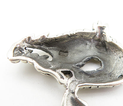 925 Sterling Silver  Vintage Petite Dark Tone Dragon Motif Pendant  PT5853