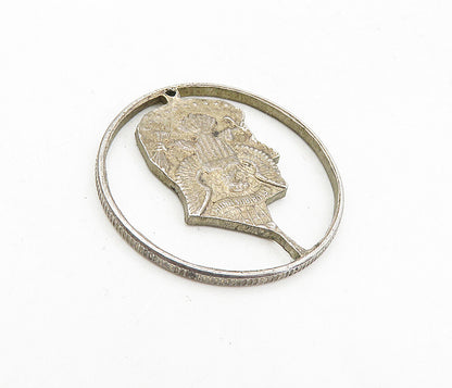 925 Sterling Silver  Vintage Antique United States Navy Round Pendant  PT6413