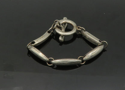 925 Sterling Silver  Vintage Dark Tone Smooth Bar Link Chain Bracelet  BT8469