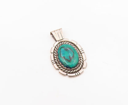 NAVAJO 925 Sterling Silver  Vintage Abalone Shell Shiny Twist Pendant  PT13159