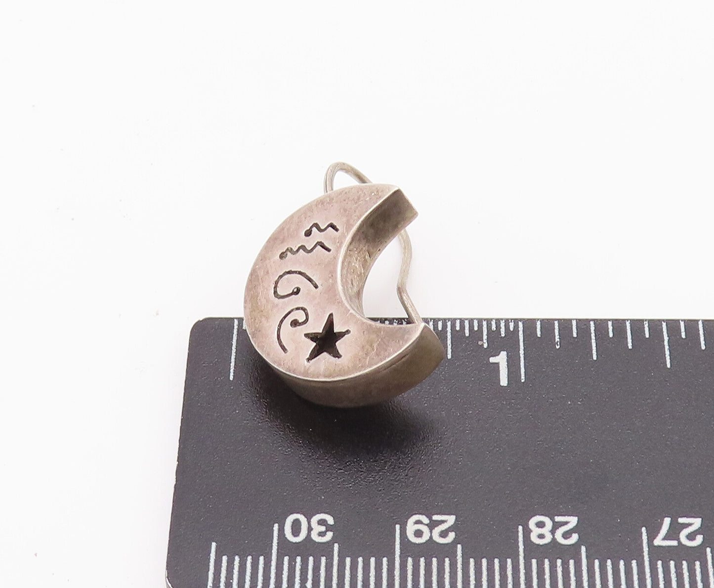 925 Sterling Silver Earrings MEXICO Minimalist Etched Galaxy Solid Moon  EG12838