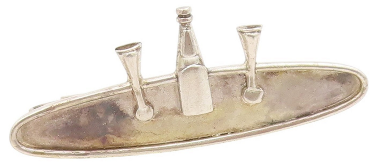 925 Sterling Silver Vintage Tie Clip Miniature Celebration Champagne Bar  TR4130