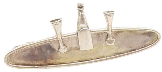 925 Sterling Silver Vintage Tie Clip Miniature Celebration Champagne Bar  TR4130