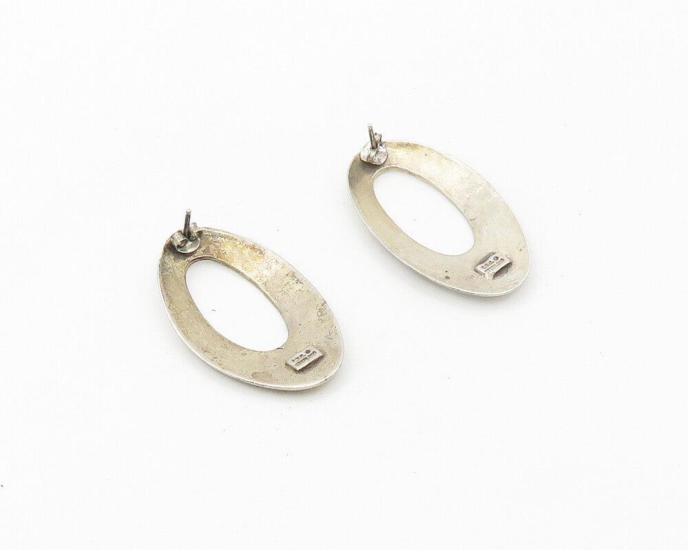 S.T.C. NAVAJO 925 Sterling Silver  Vintage Open Oval Drop Earrings  EG9480