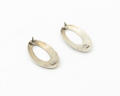 S.T.C. NAVAJO 925 Sterling Silver  Vintage Open Oval Drop Earrings  EG9480