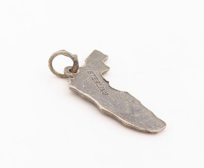 925 Sterling Silver Vintage Pendant Florida State With City Engravings  PT25391