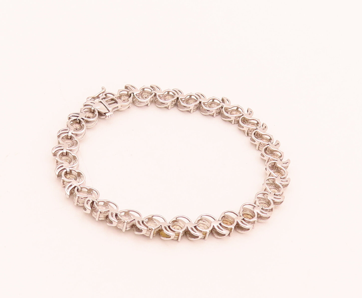 925 Silver Vintage Swirly S & Diamonds Circular Alternat Link Bracelet BT10044