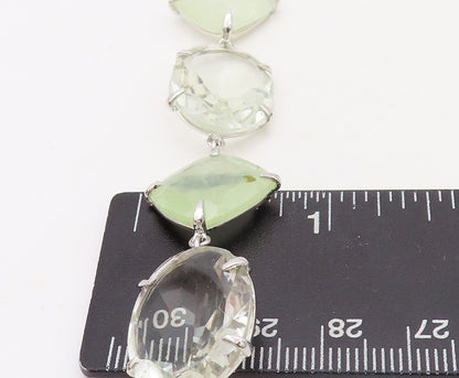 925 Sterling Silver Vintage Bracelet Square & Oval Cut Linked Quartz  BT10712