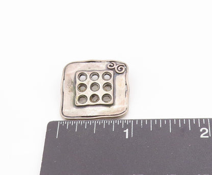 925 Sterling Silver Vintage Pendant Etched Geometric Cut Out Design  PT24822