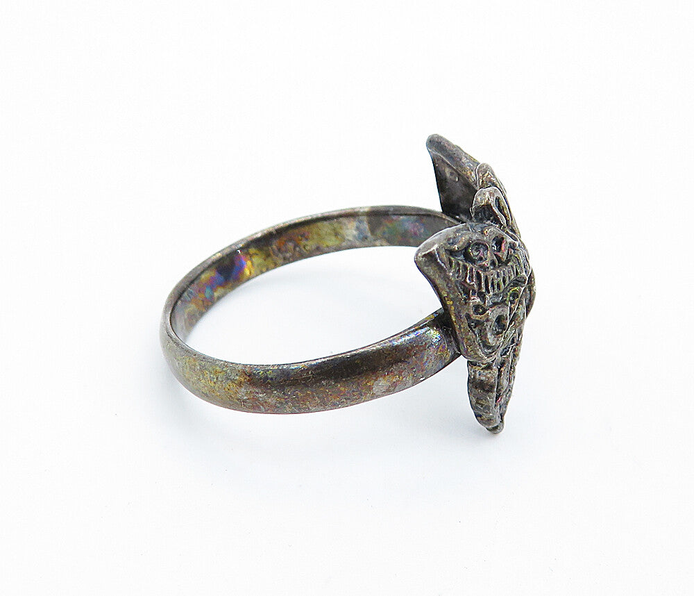 925 Sterling Silver  Vintage Oxidized Butterfly Motif Band Ring Sz 10.5 RG7321
