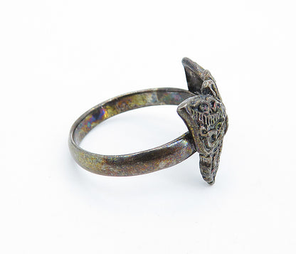 925 Sterling Silver  Vintage Oxidized Butterfly Motif Band Ring Sz 10.5 RG7321