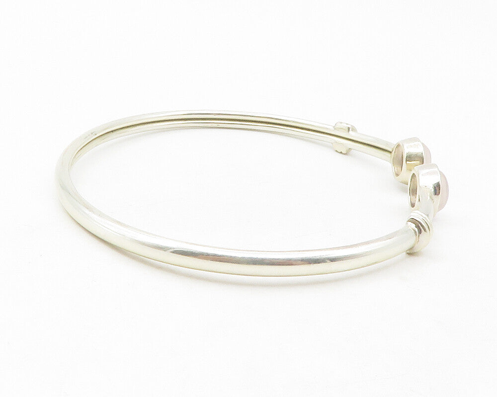 925 Sterling Silver  Cabochon Cut Topaz Shiny Smooth Cuff Bracelet  BT4756