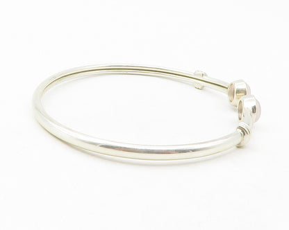 925 Sterling Silver  Cabochon Cut Topaz Shiny Smooth Cuff Bracelet  BT4756