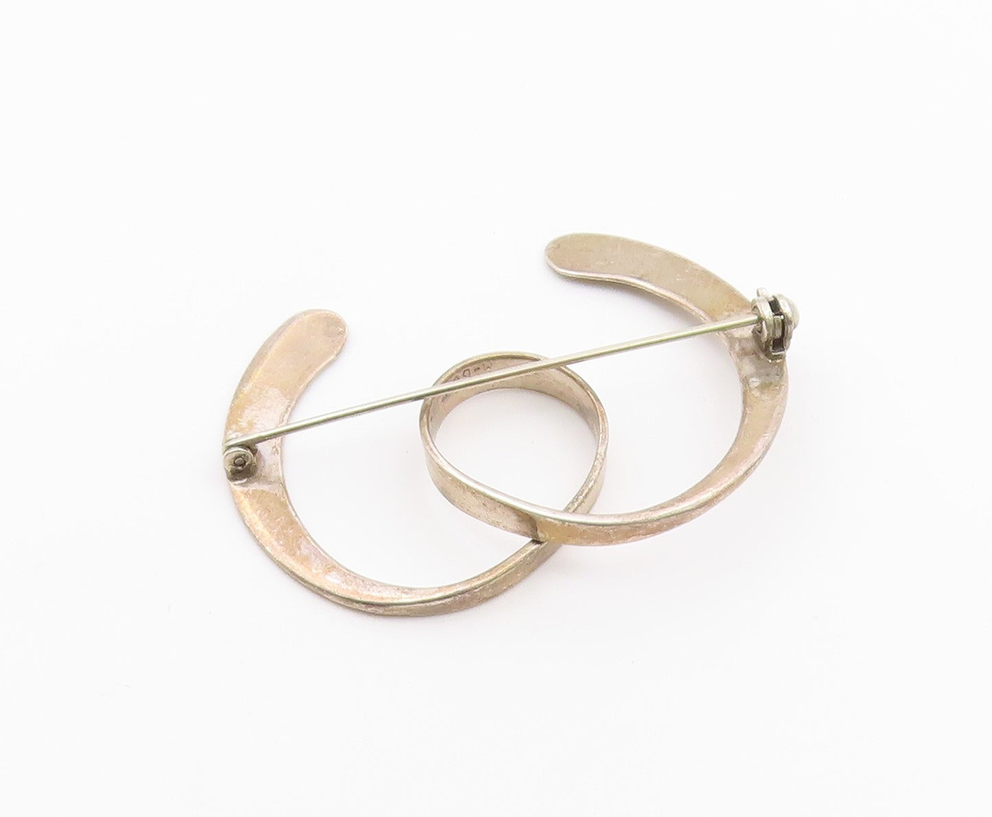 925 Sterling Silver  Vintage Shiny Smooth Swirled Brooch Pin  BP8524