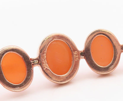 925 Sterling Silver Vintage Bracelet Gold Plated Cabochon Gemstone  BT10783