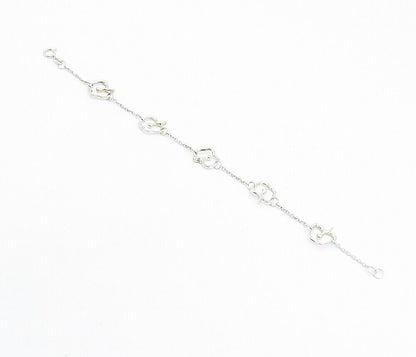 925 Sterling Silver  Vintage Shiny Petite Apple Motif Chain Bracelet  BT2300