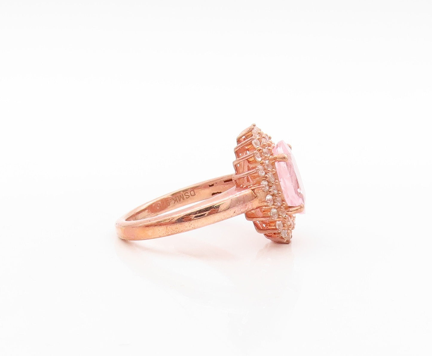 925 Sterling Silver Vintage Ring Rose Gold Plated 2 Tone CZ Flower Sz 7  RG30911