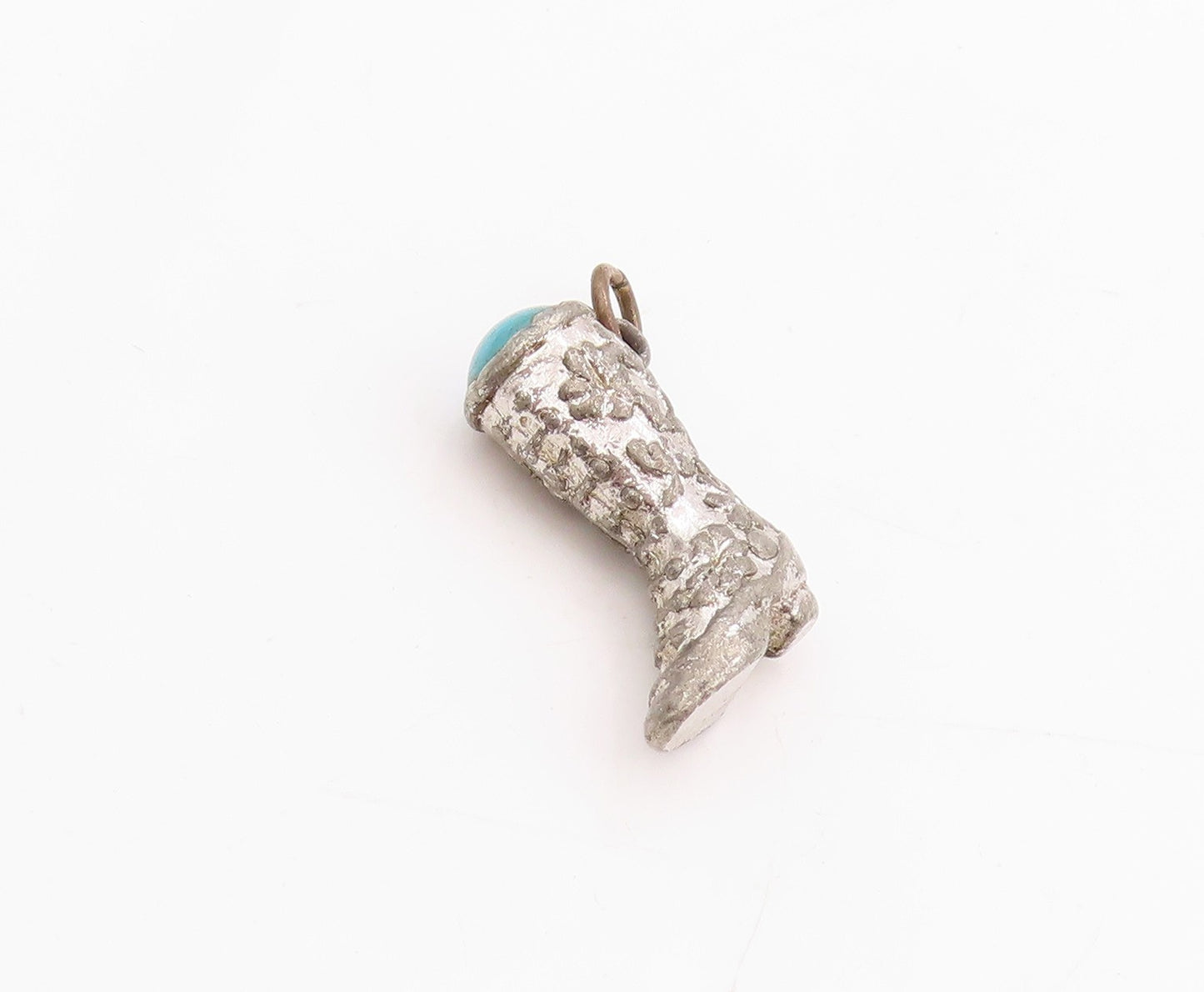 925 Sterling Silver Vintage Pendant Turquoise Floral Cow Boy Boot Charm  PT24756