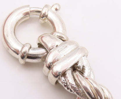 925 Sterling Silver Vintage Bracelet Modernist Solid Twisted Rope Chain  BT11872