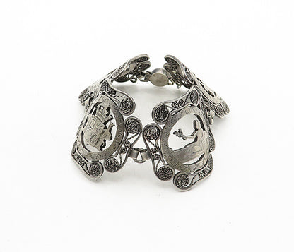 925 Sterling Silver  Vintage Antique Rope Twist Storyteller Bracelet  BT1621