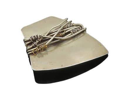 925 Sterling Silver  Vintage Modernist Wire Wrapped Design Brooch Pin  BP7422