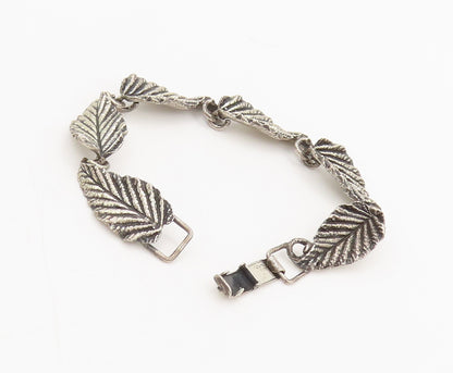 NAPIER 925 Silver  Vintage Antique Leaf Stancil Cut Link Bracelet  BT9957