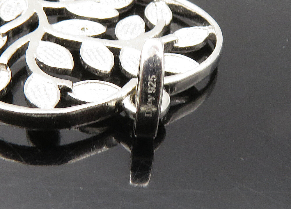 D 'JAY 925 Silver  Vintage Genuine Diamond Floral Vine Heart Pendant  PT15721