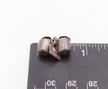 925 Sterling Silver Vintage Pendant Dark Tone Just Married Ring Boxes  PT23909