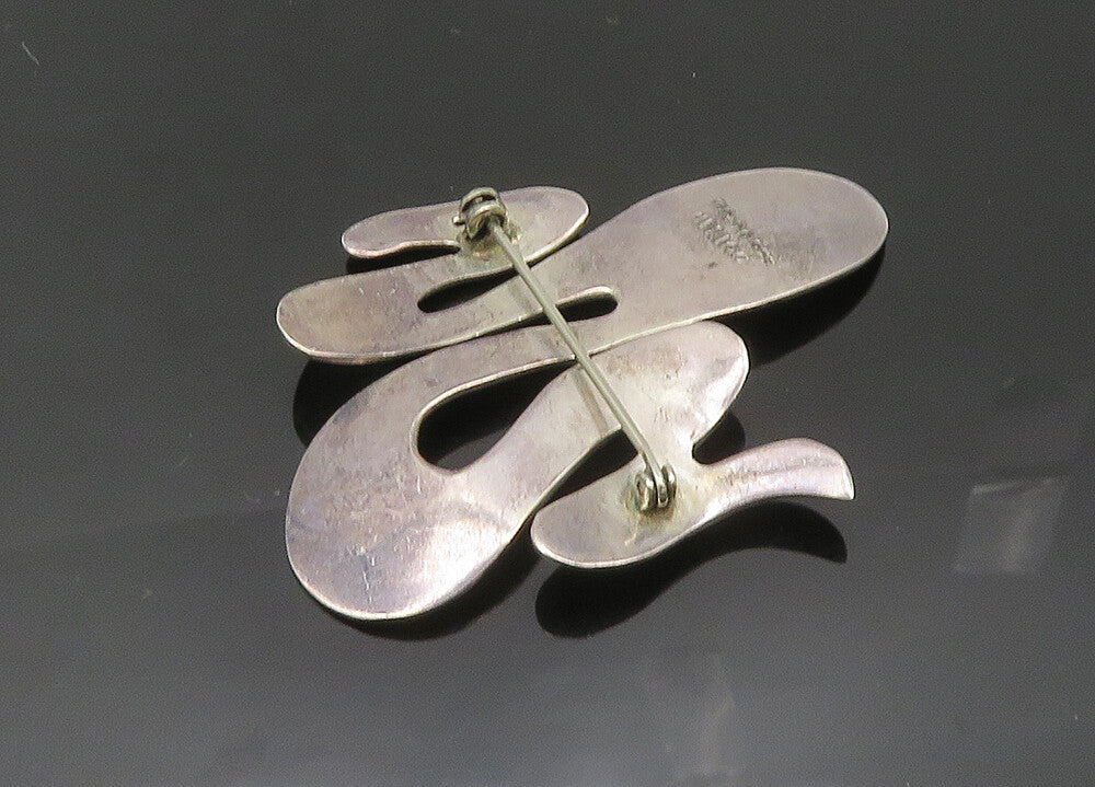 MEXICO 925 Sterling Silver  Vintage Shiny Smooth Swirl Brooch Pin  BP7964