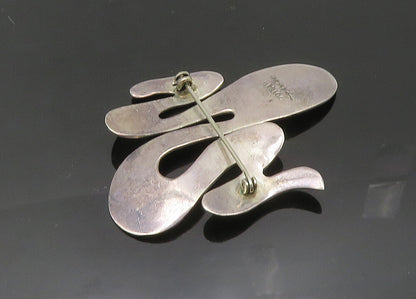 MEXICO 925 Sterling Silver  Vintage Shiny Smooth Swirl Brooch Pin  BP7964