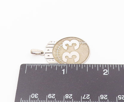 925 Sterling Silver  Vintage Eddie 33 Baseball Sports Pendant  PT20360
