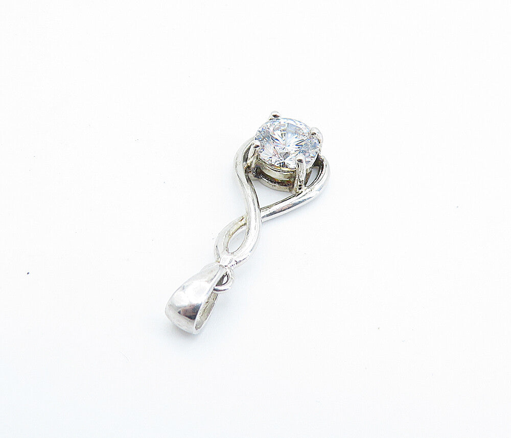 925 Sterling Silver  Cubic Zirconia Infinity Twist Petite Drop Pendant  PT4882