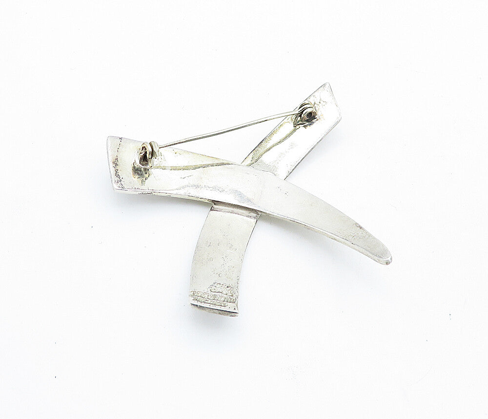 ERQUIDIA MEXICO 925 Sterling Silver Vintage Criss Cross Brooch Pin BP2753