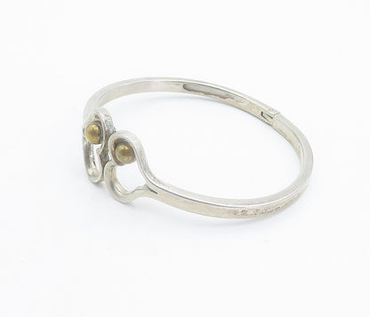 MEXICO 925 Sterling Silver  Vintage 2 Tone Love Hearts Bangle Bracelet  BT3387