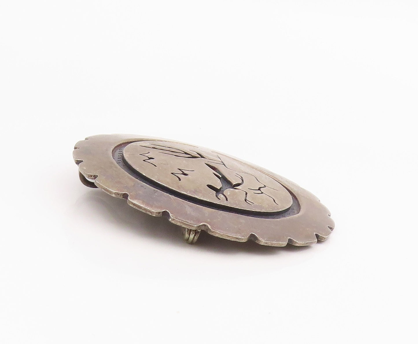 925 Sterling Silver Vintage Brooch Pin Roadrunner & Cactus  BP12453