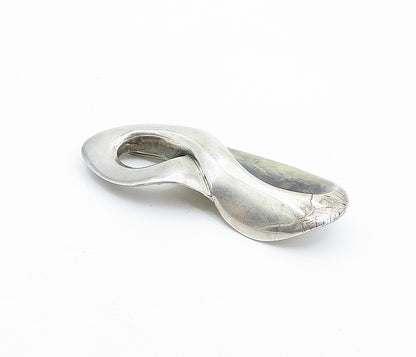925 Sterling Silver  Vintage Shiny Modernist Swirl Design Brooch Pin  BP1281
