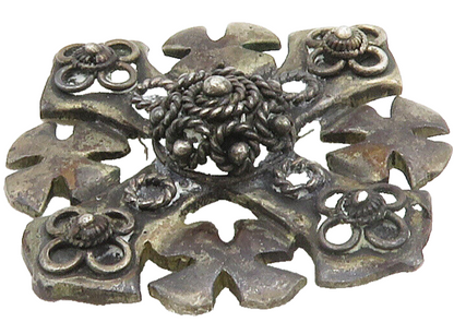 ISRAEL 925 Sterling Silver  Vintage Oxidized Floral Cross Pendant  PT13304