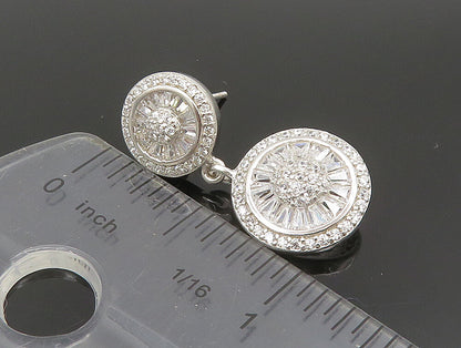 925 Silver  Vintage Sparkly Cubic Zirconia Round Dangle Earrings  EG11600