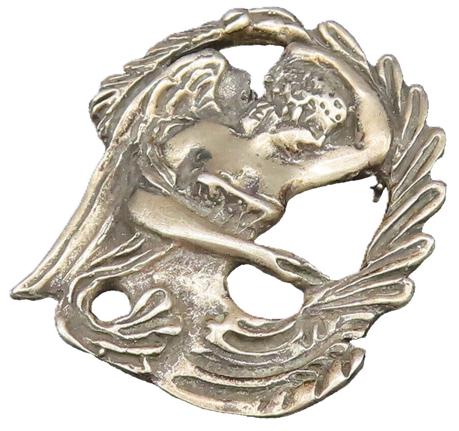 925 Sterling Silver  Vintage Antique Goddess Mermaid Brooch Pin  BP9627