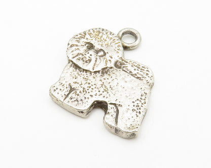 925 Sterling Silver  Vintage Petite Fluffy Dog Etched Detail Pendant  PT10727