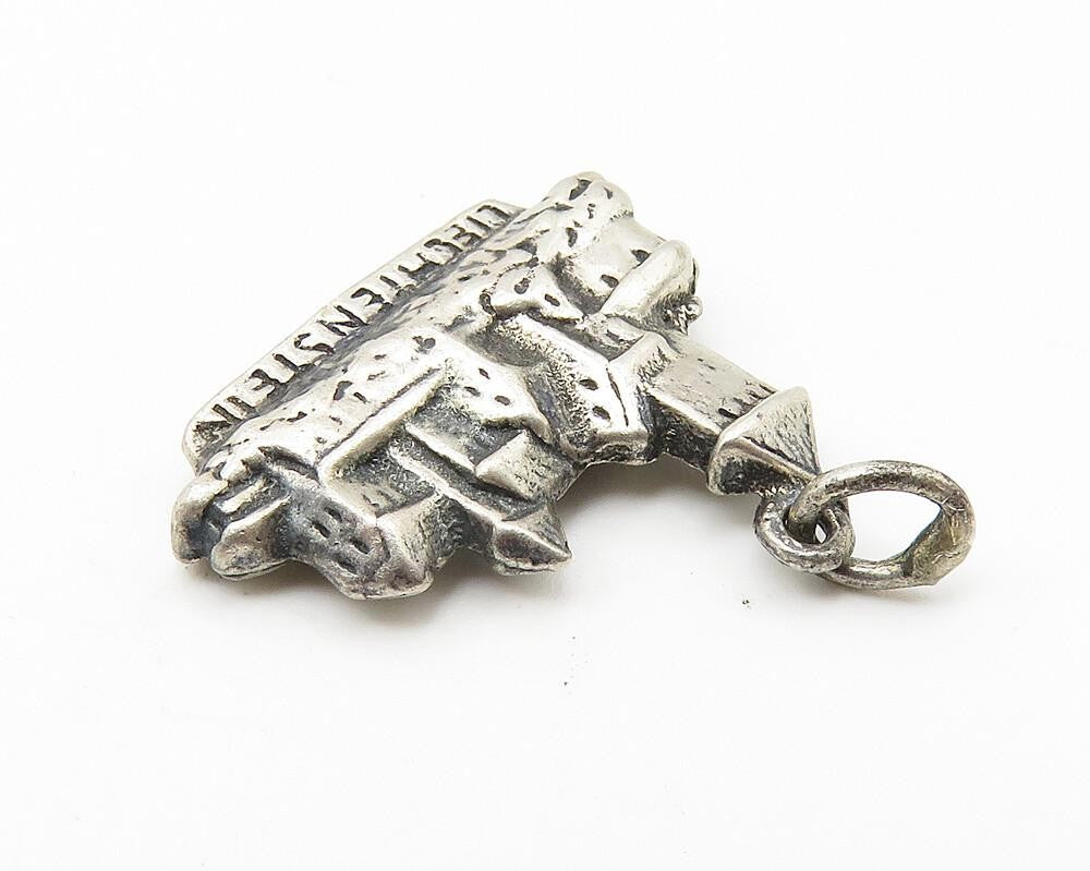 925 Sterling Silver Vintage Liechtenstein City Scene Drop Pendant PT8202