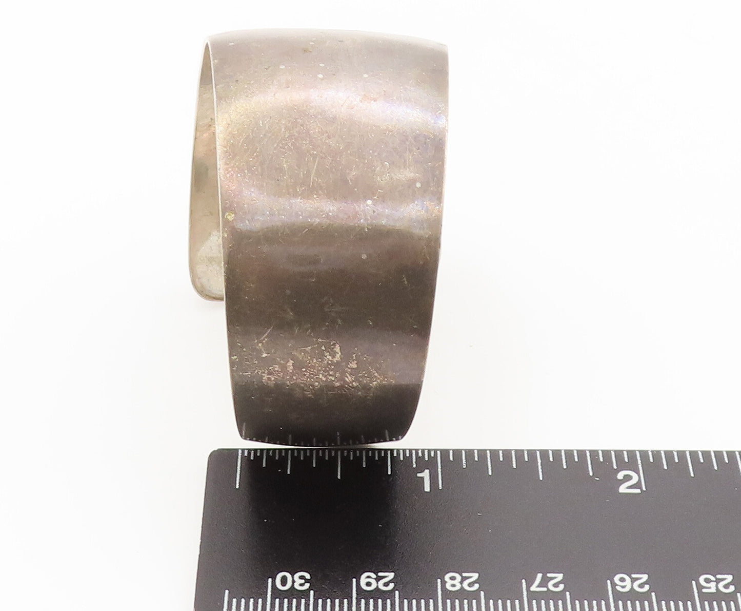 YALE NAVAJO 925 Silver  Vintage Minimalist Broad Band Cuff Bracelet  BT9952