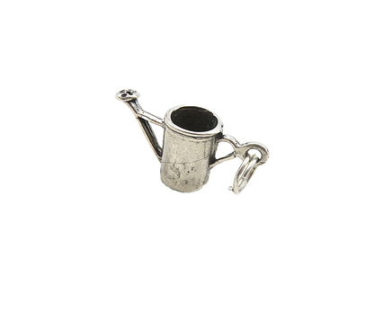 925 Sterling Silver  Vintage Petite Etched Flower Watering Can Pendant  PT6920