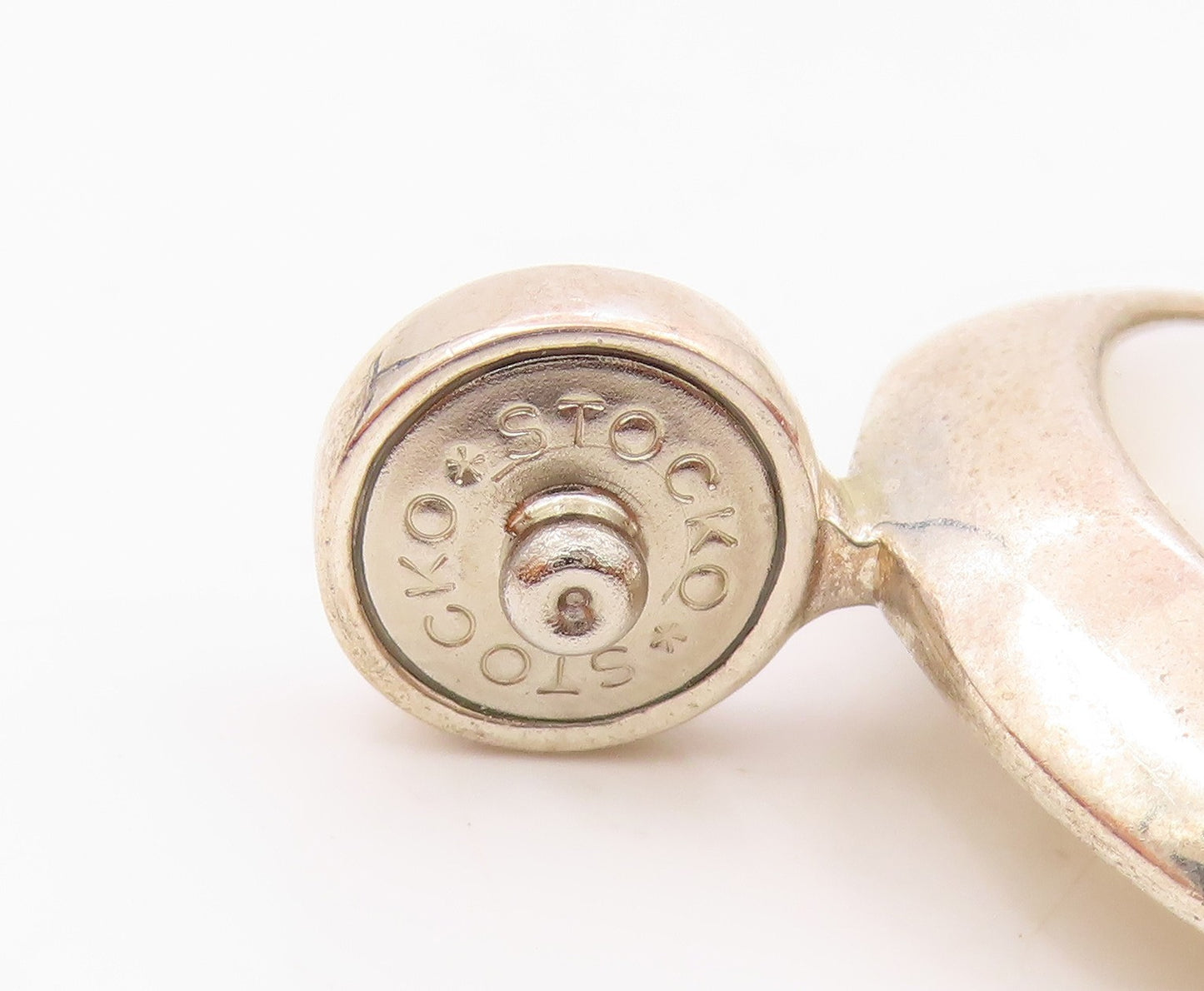 ESPO SIG 925 Silver  Vintage Shiny Mother Of Pearl Oval Dome Pendant  PT17719