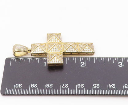 925 Sterling Silver  Vintage Cubic Zirconia Religious Cross Pendant  PT18899