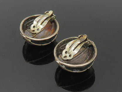 DESIGNER 925 Sterling Silver  Vintage Enamel Dome Non Pierce Earrings  EG11567