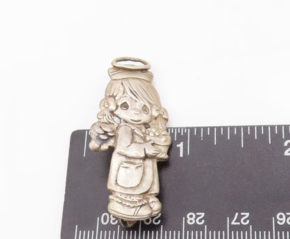 925 Sterling Silver Vintage Brooch Pin PMI Carved Cute Little Girl  BP10959