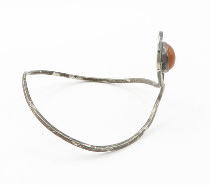 925 Sterling Silver  Vintage Cabochon Amber Oxidized Bangle Bracelet  BT5800