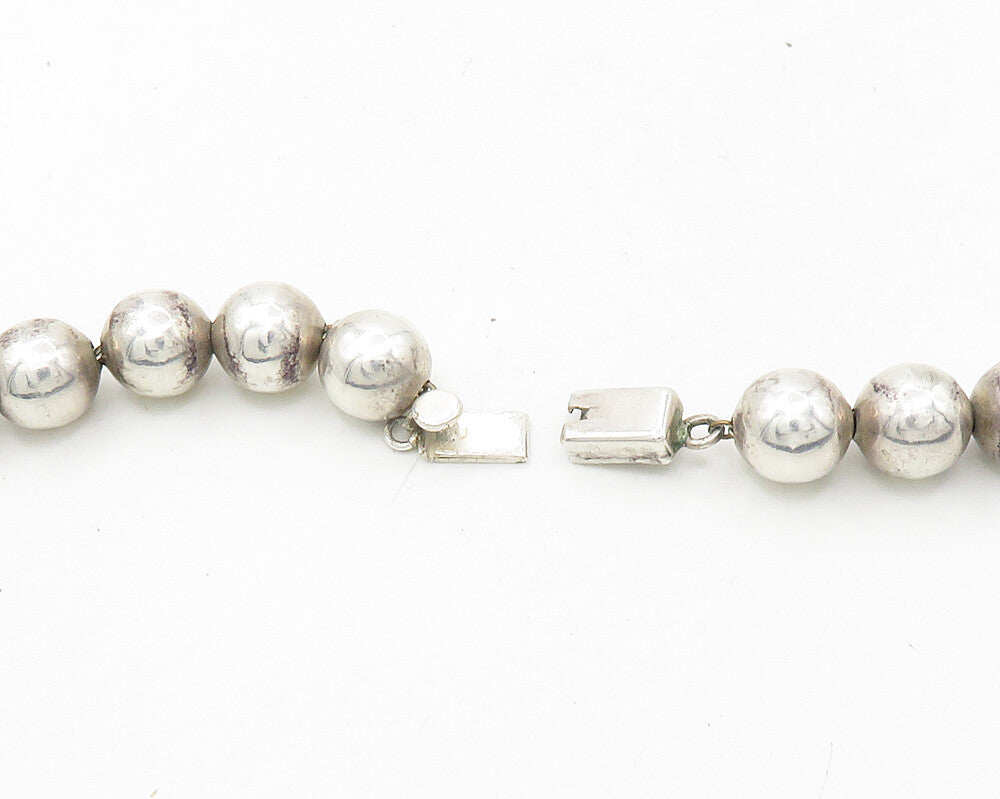 MEXICO 925 Silver  Vintage Heavy Minimalist Beaded Chain Necklace  NE2922