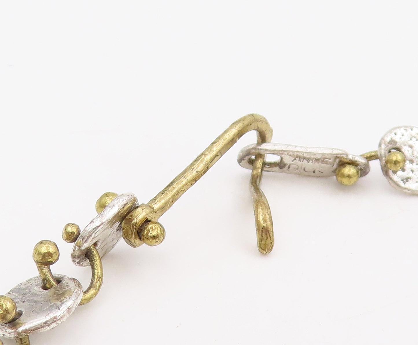 925 Sterling Silver Vintage Necklace Gold Plated ANNE DICK Brutalist Link NE4697